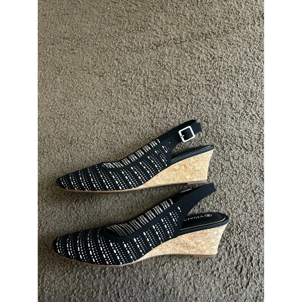 Vivaia Tamia wedge sandal Women Knit Cork Slingback Wedge Sandals Size 39